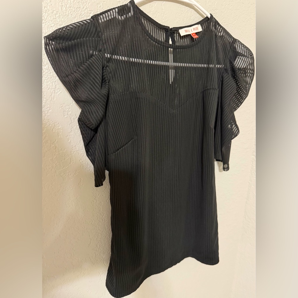 Black Sheer Stripe Blouse- Women